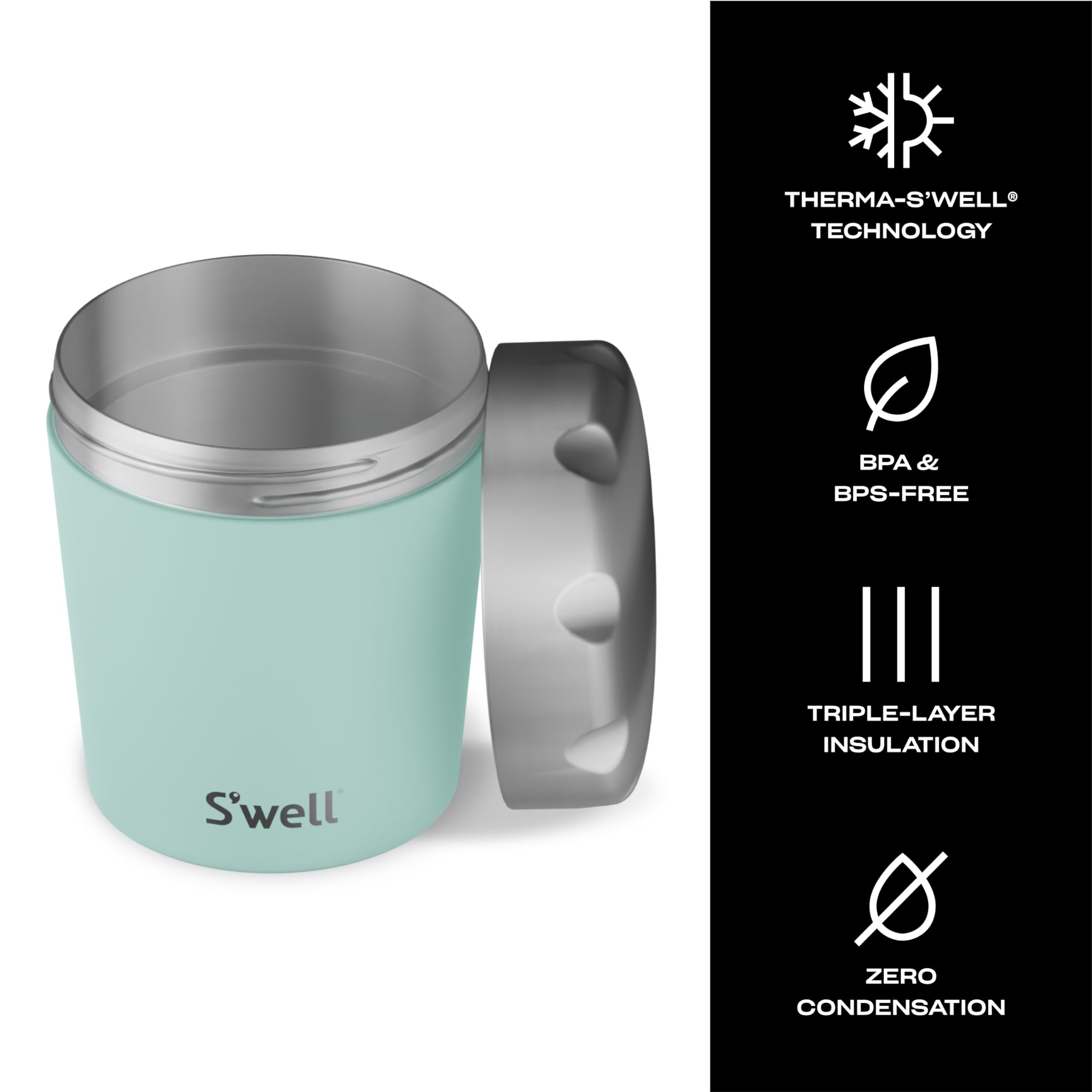 S'well chiller en usage avec une pinte de glace démontrant transport facile