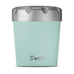 S'well vue avant du chiller menthe montrant design élégant et fermeture sûre