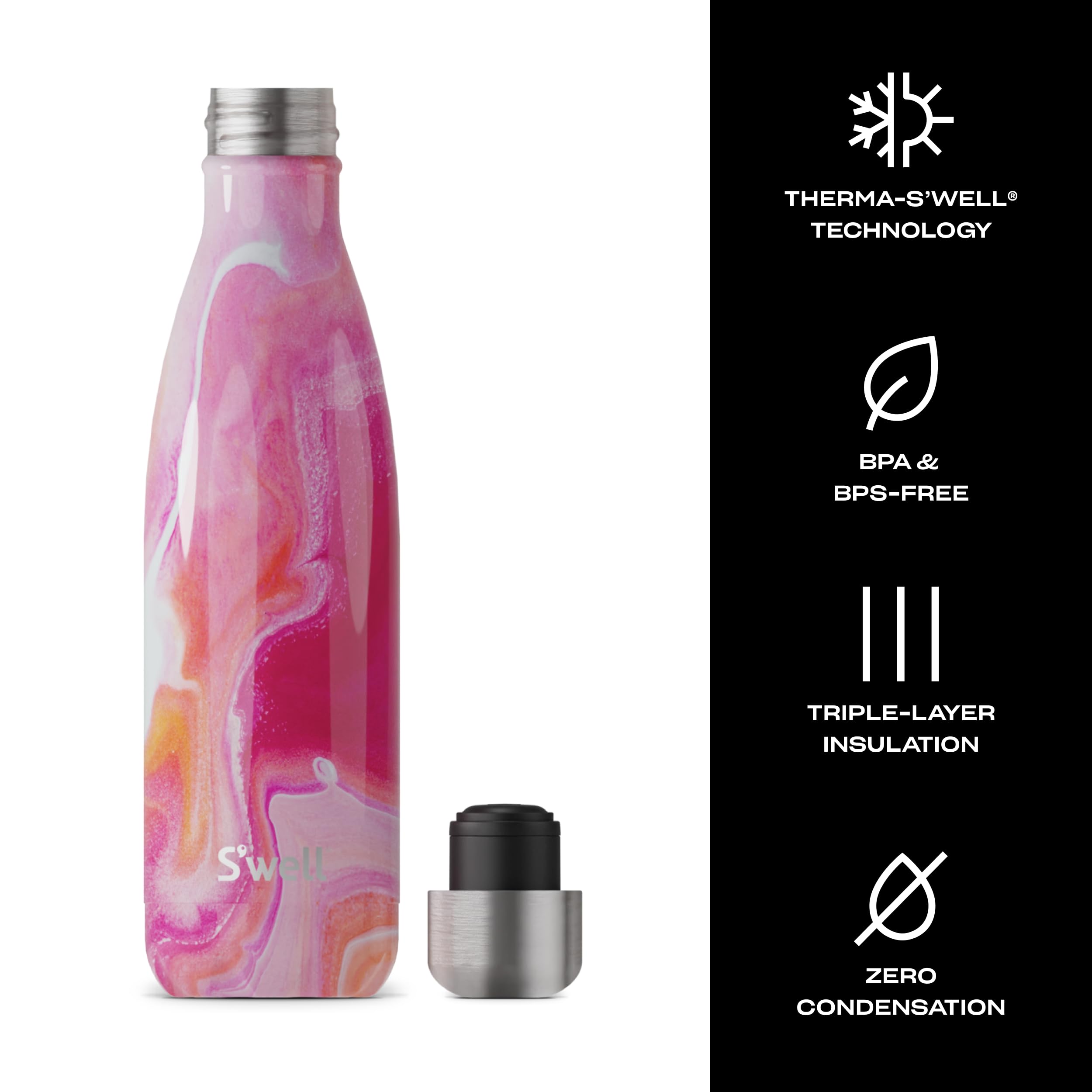 S'well Rose Agate texture et finition résistante pour usage quotidien