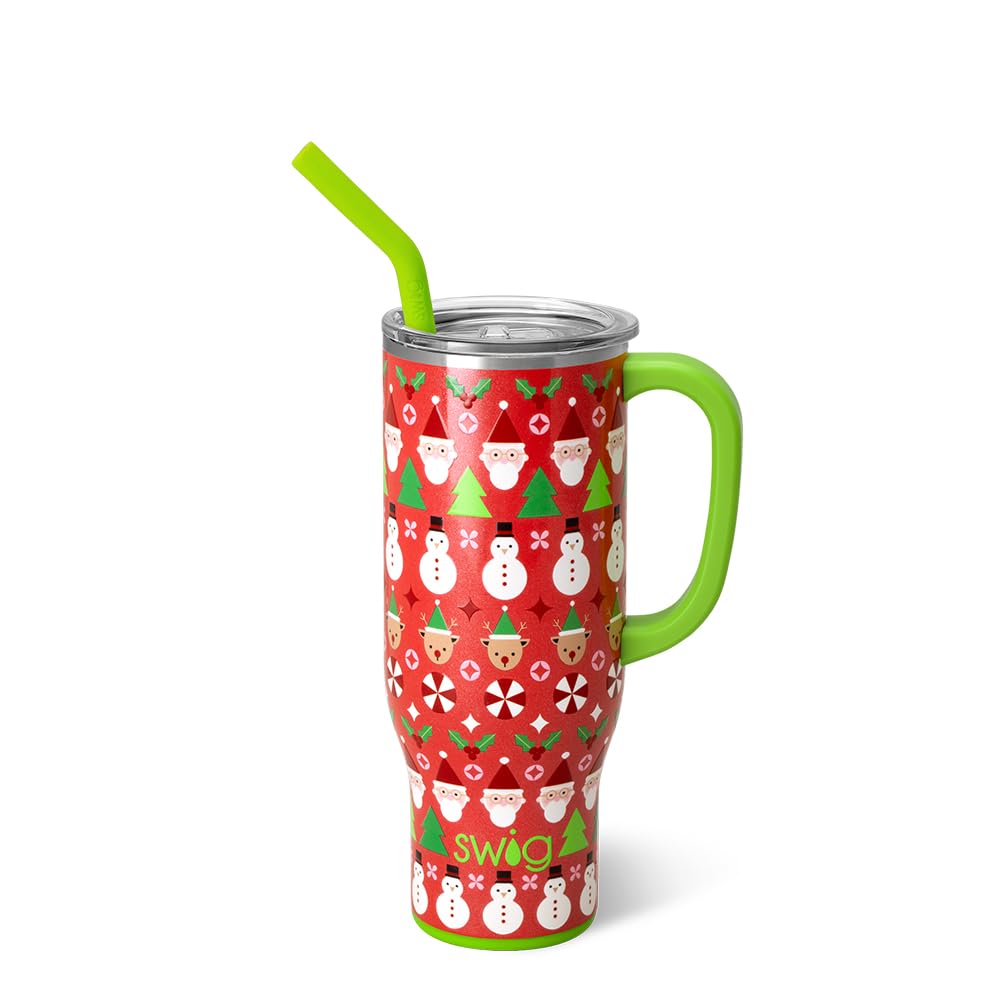 Swig Life 30oz face avant montrant motif Christmas Crew et maintien de température