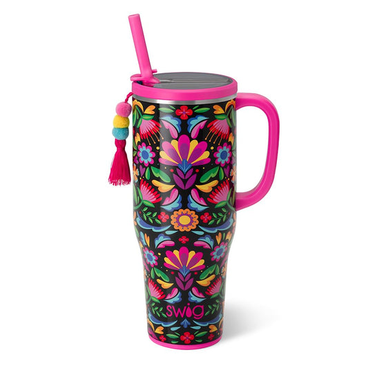 Swig Life vue avant du mug 40oz montrant la finition et l’étiquette, pratique