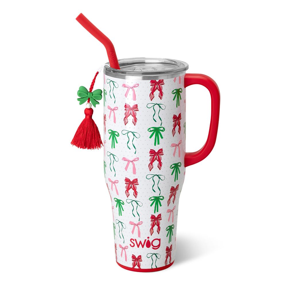 Swig Life gobelet 40oz face avant montrant l imprimé Ribbons and Bows et design attrayant