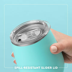 Swig Life comparaison de taille montrant la capacité 14oz et rangement pratique