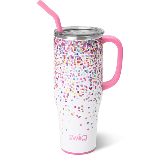 Swig Life vue de face montrant le design Confetti et la grande capacité