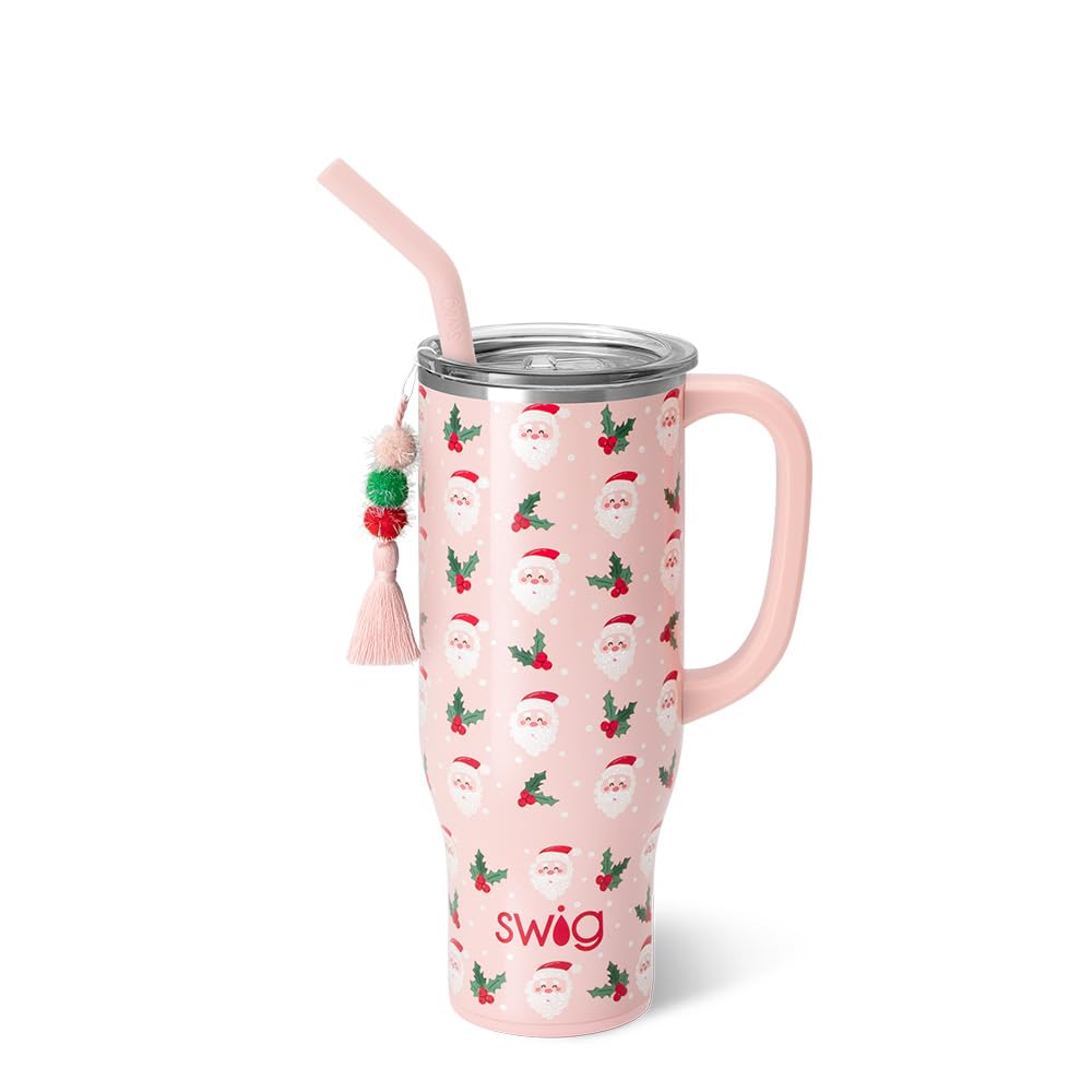 Swig Life vue avant du gobelet Holly Jolly montrant le design festif et capacité