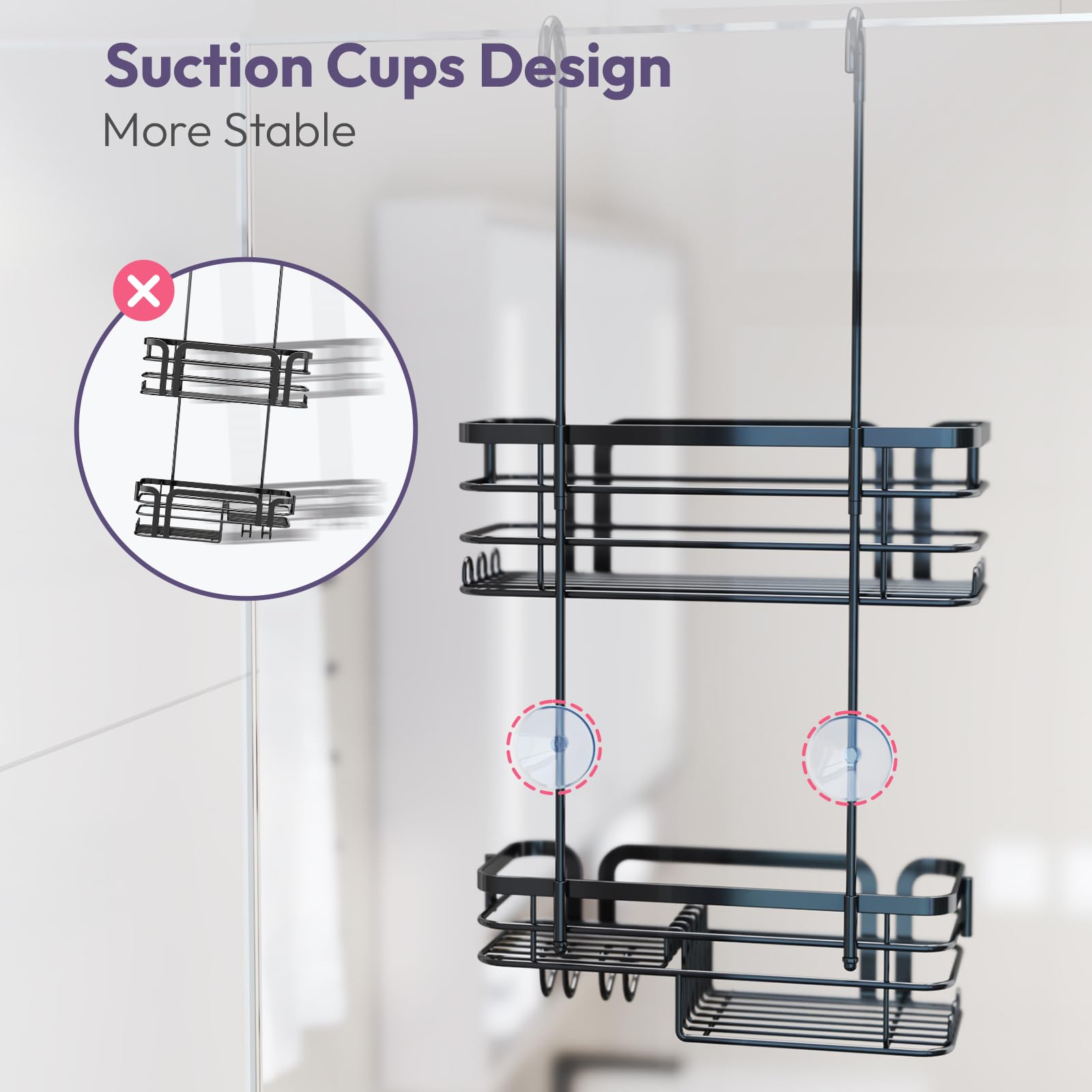 SWTYMIKI accroché sur porte de douche installation sans perçage