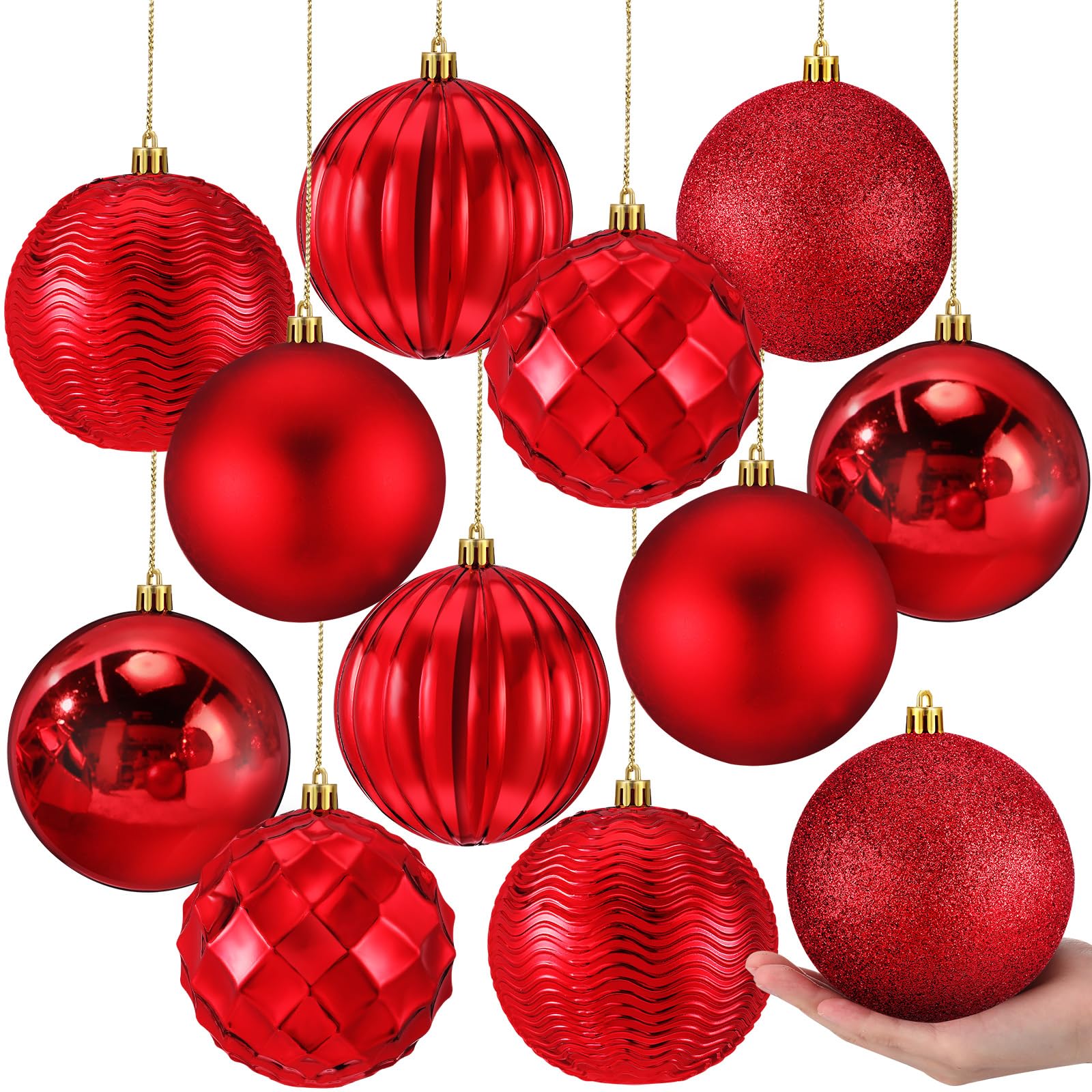 Syhood boule rouge face avant emballage, lot de 12 prêt à décorer