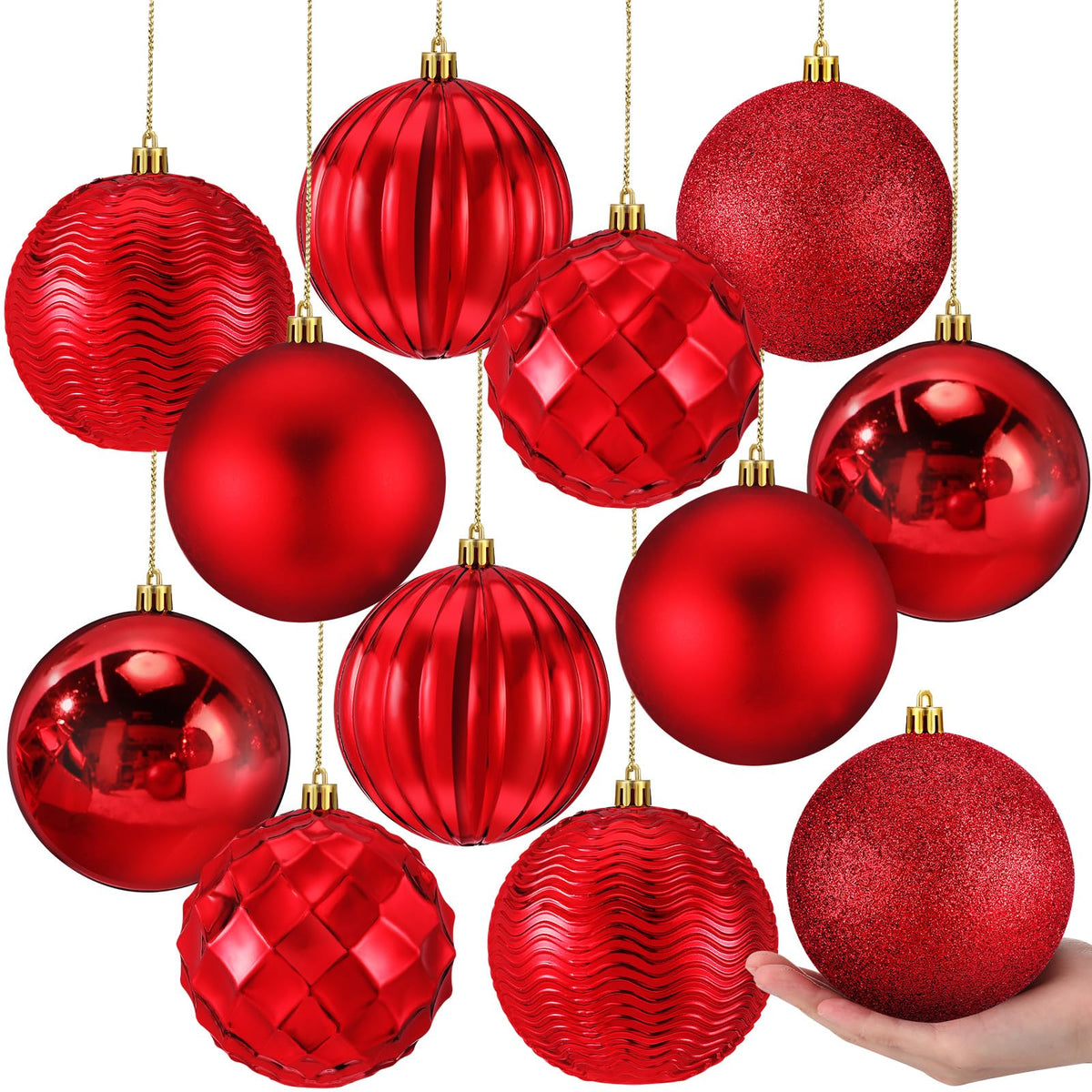 Syhood boule rouge face avant emballage, lot de 12 prêt à décorer