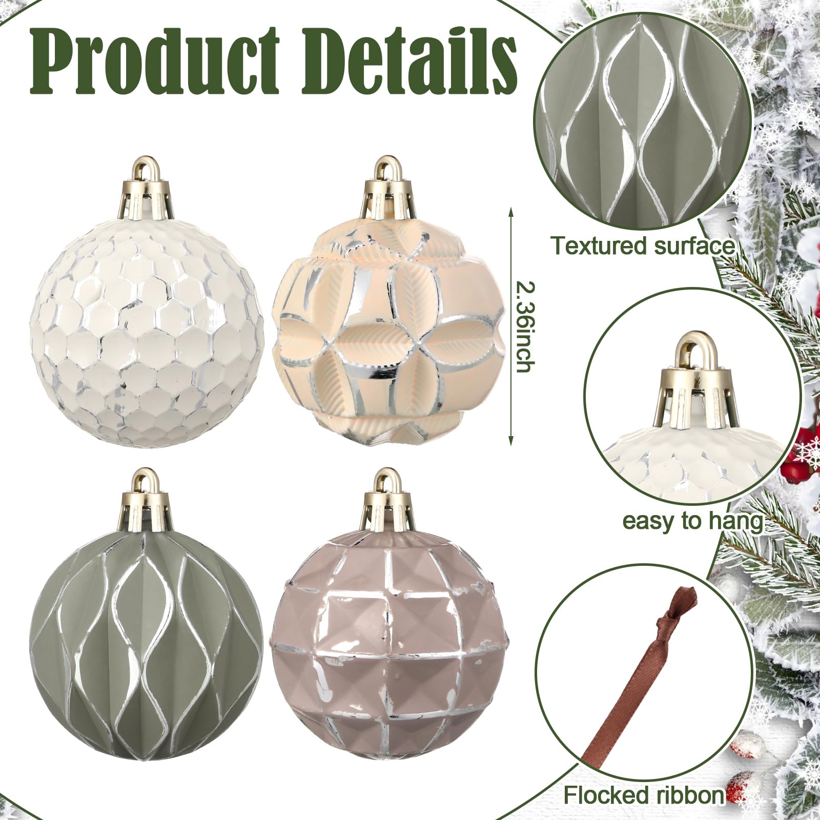 Syhood boules suspendues sur un sapin, crée une atmosphère chaleureuse