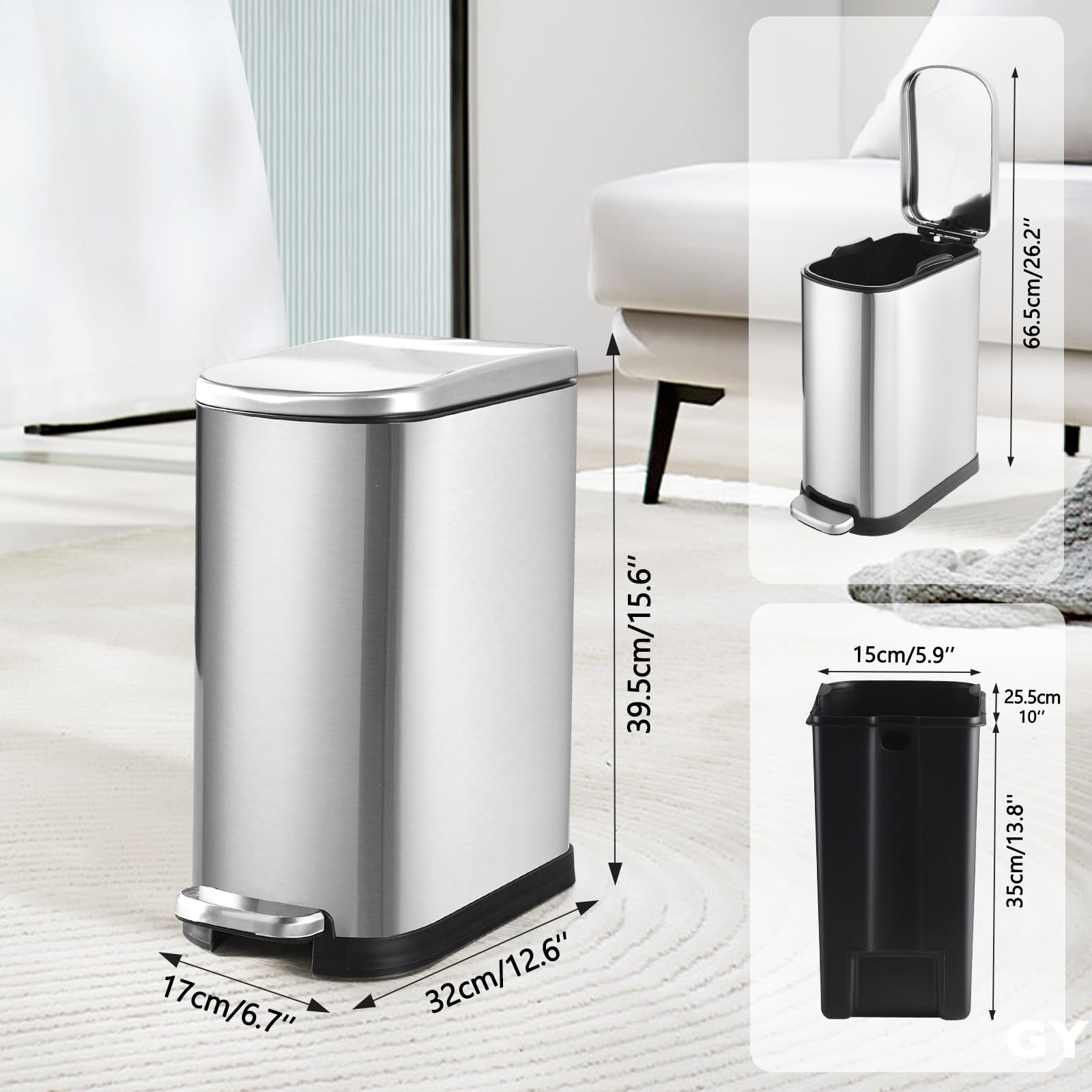 SYNCVIBE seau interne extrait pour changement rapide de sac et nettoyage facile