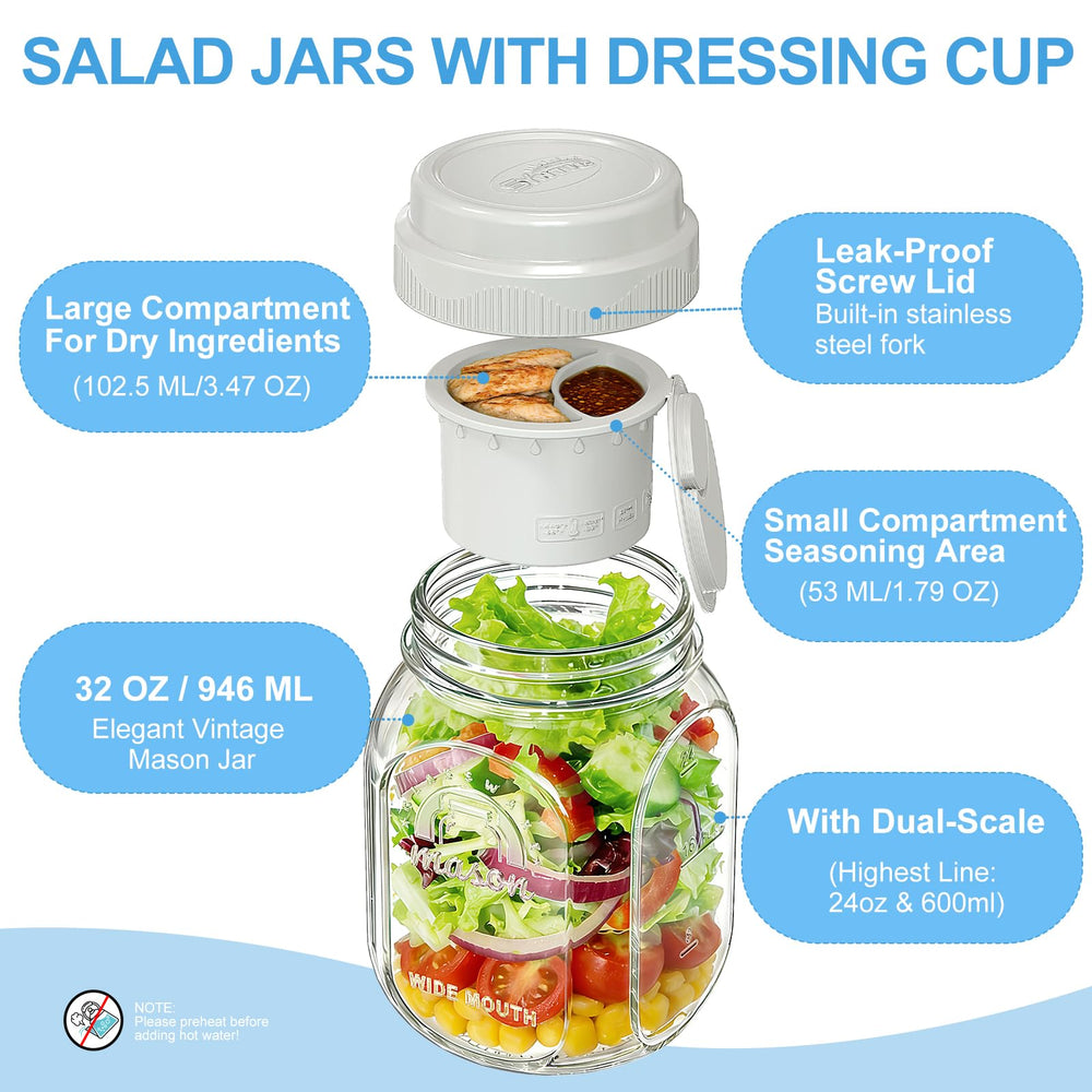 Syntic bocal plein salade illustrant transport d'un repas équilibré