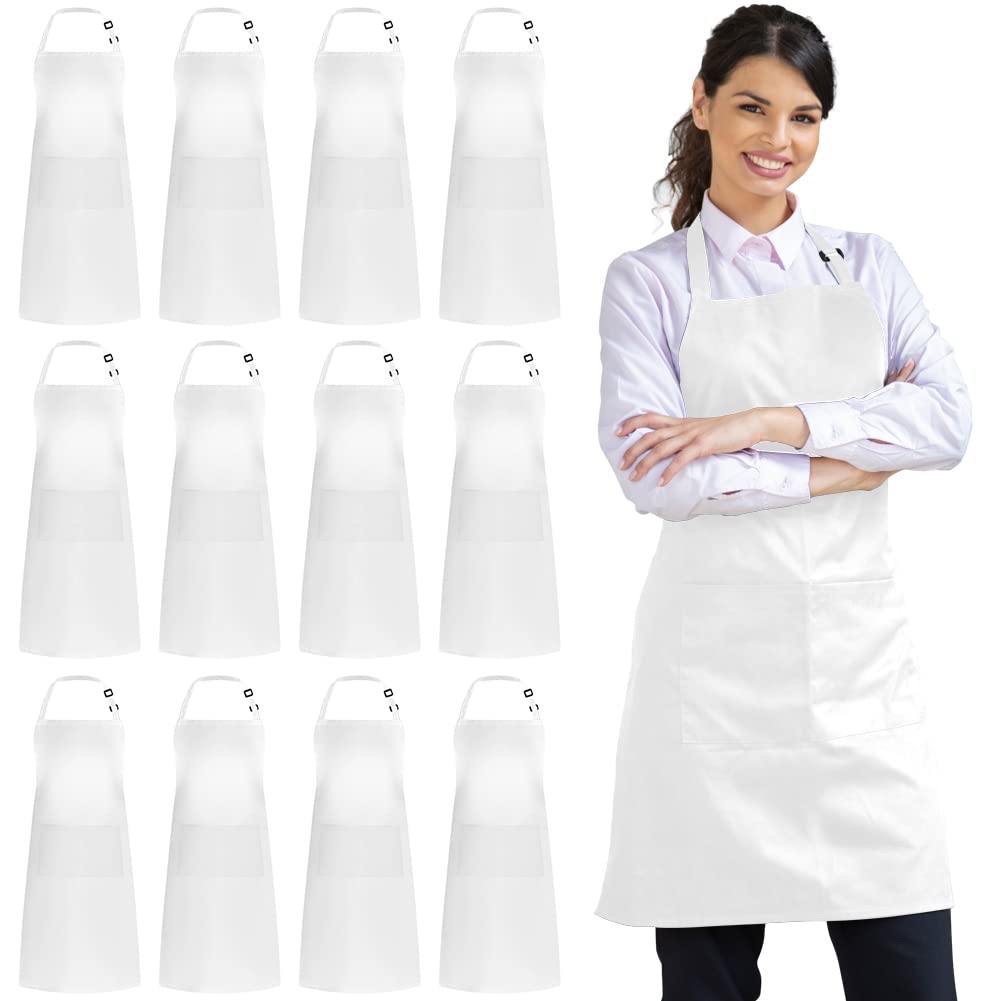 Syntus lot de 12 tabliers blancs vue frontale montrant couverture et uniformité