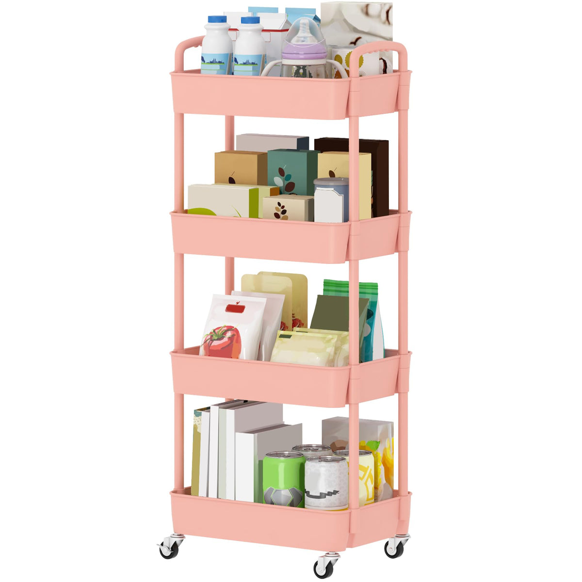 Sywhitta chariot face avant rose montrant rangement compact et accessible