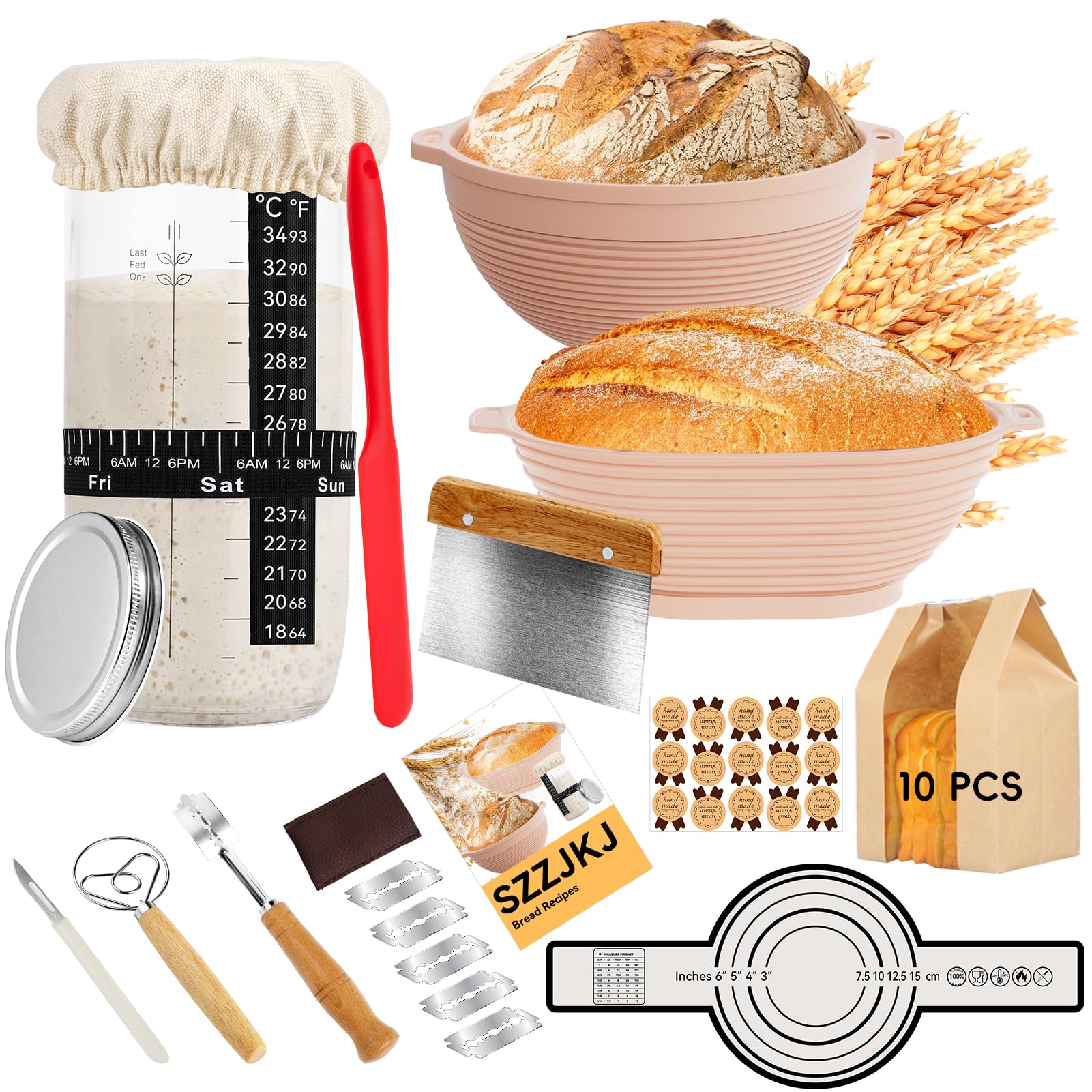 SZZJKJ kit levain vue générale montrant tous les accessoires utiles