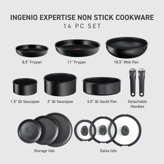 T-fal Ingenio gros plan revêtement Platinum PTFE montrant antiadhérence durable