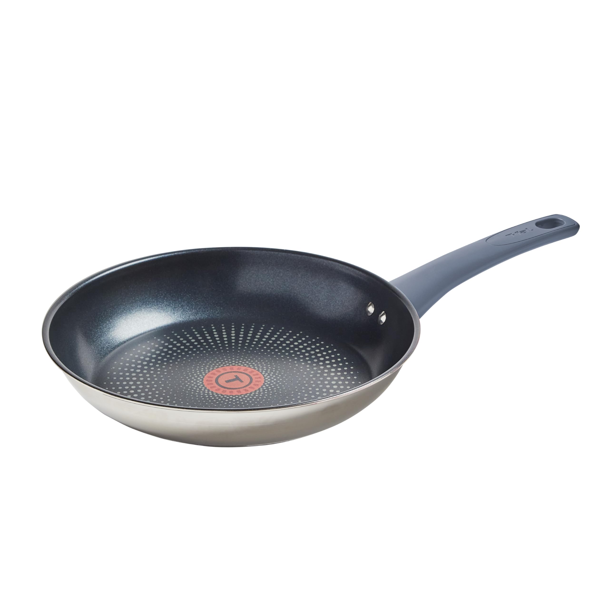 T-fal poêle face avant montrant design inox et bord pratique