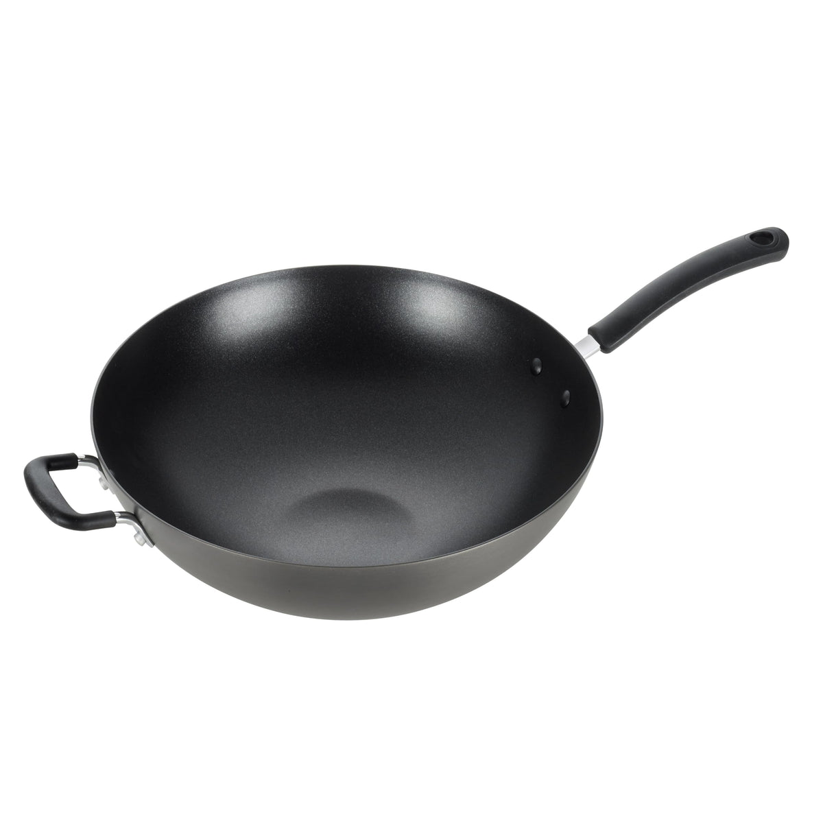 T-Fal wok vue de face emballage montrant design et dimensions, indique fiabilité