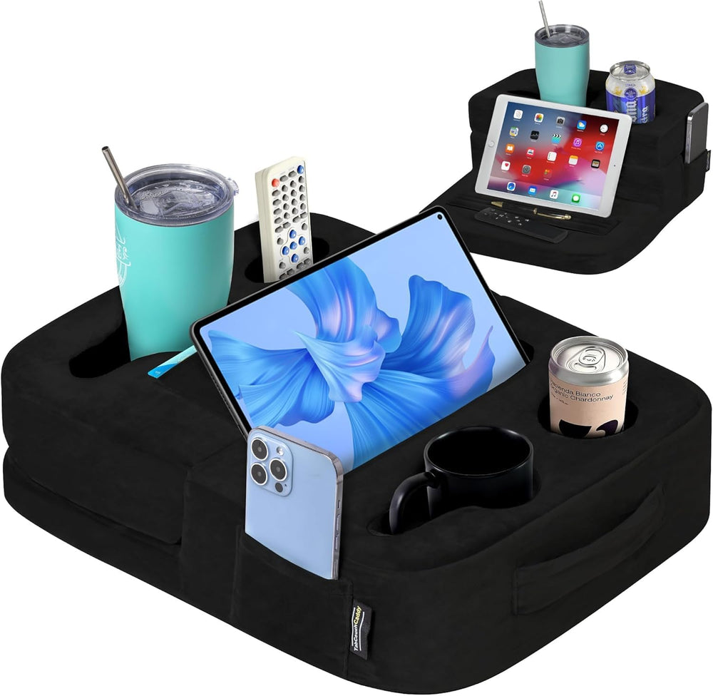 TabCouchCaddy vue avant noir montrant rangement organisé