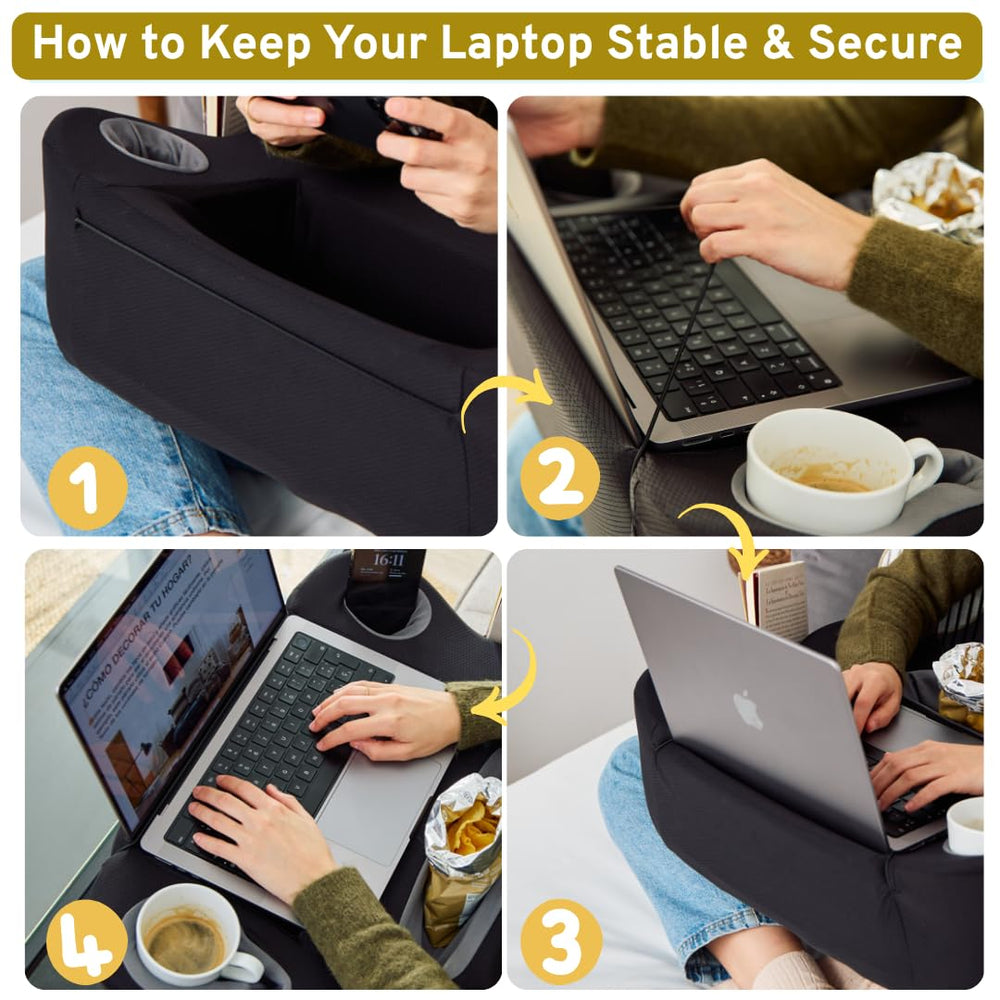 TabCouchCaddy utilisé en jeu sur canapé offrant posture stable et accès rapide
