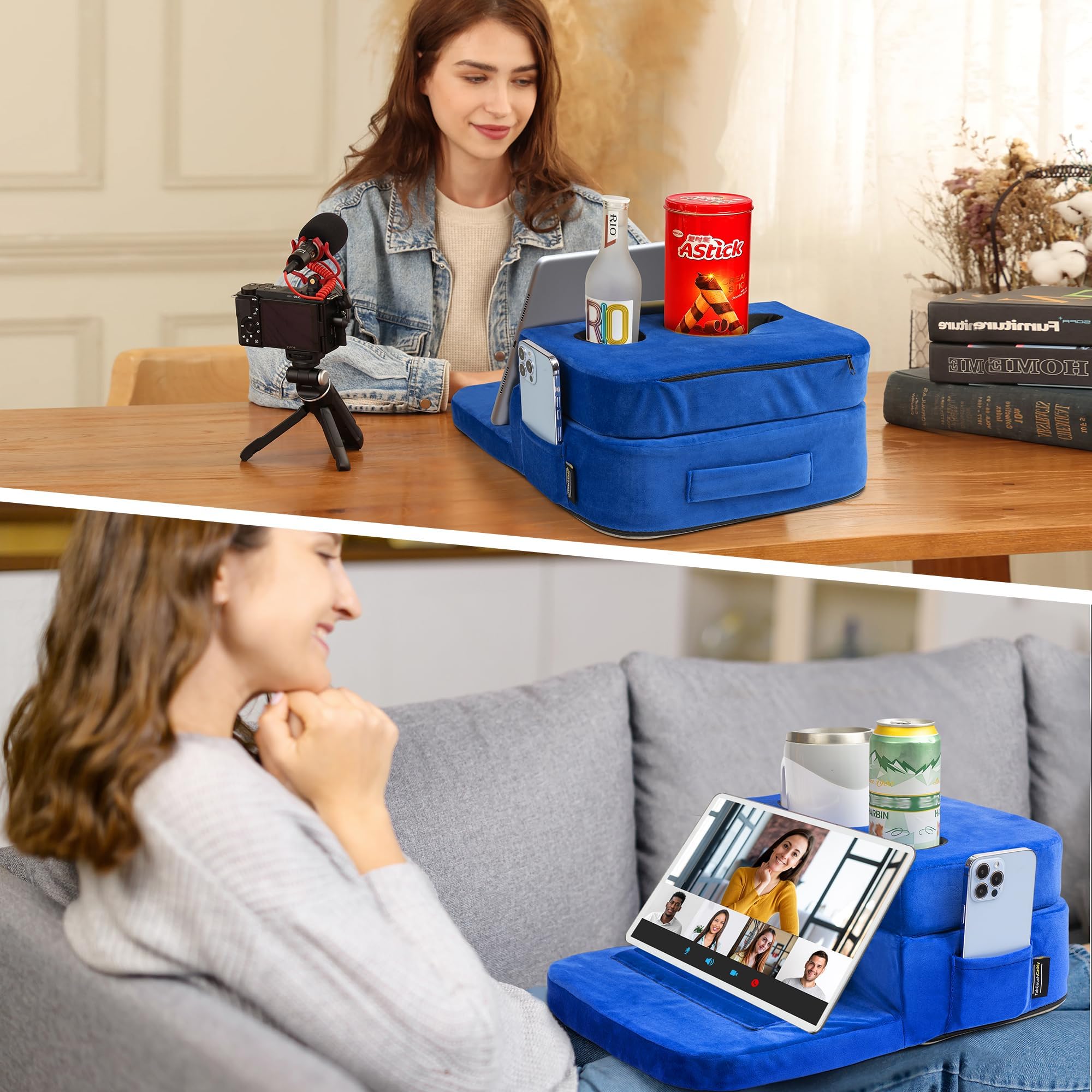 TabCouchCaddy vue latérale montrant épaisseur et mousse à mémoire confort