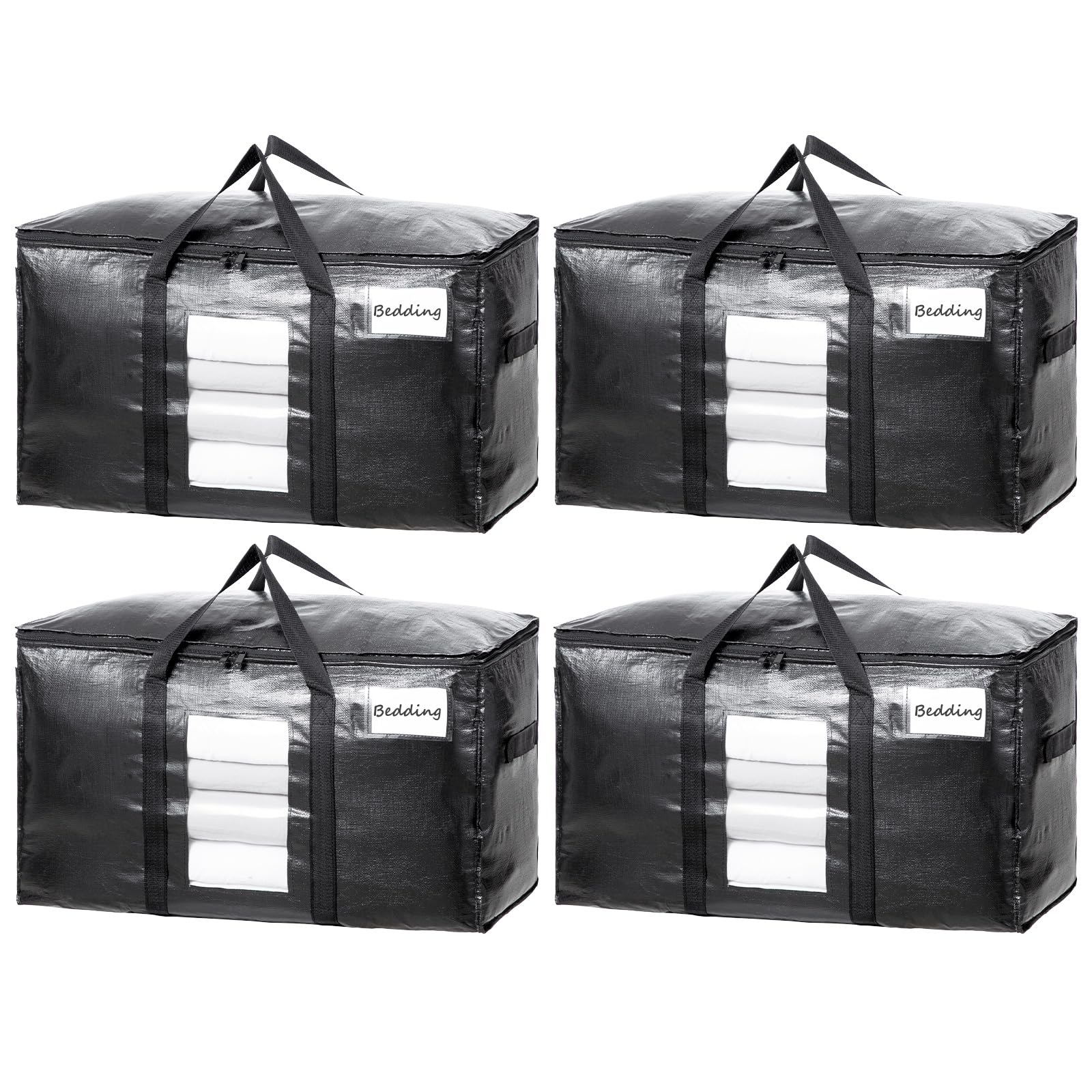 TAILI vue de face pack de 4 sacs noirs robustes, stockage pratique