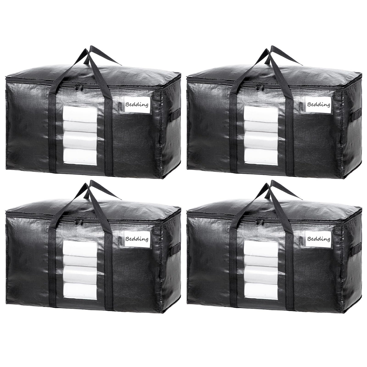 TAILI vue de face pack de 4 sacs noirs robustes, stockage pratique