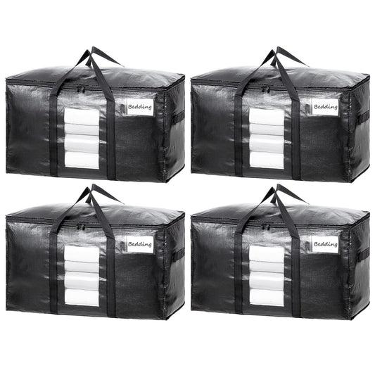 TAILI vue de face pack de 4 sacs noirs robustes, stockage pratique