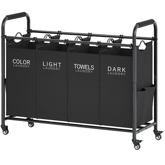 Tajsoon chariot 4 compartiments vu de face, organise le linge rapidement