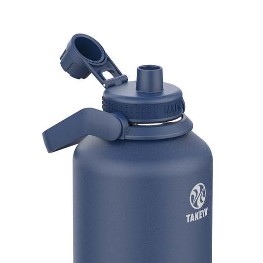 Takeya Actives gros plan acier inox 18/8 montrant durabilité et hygiène