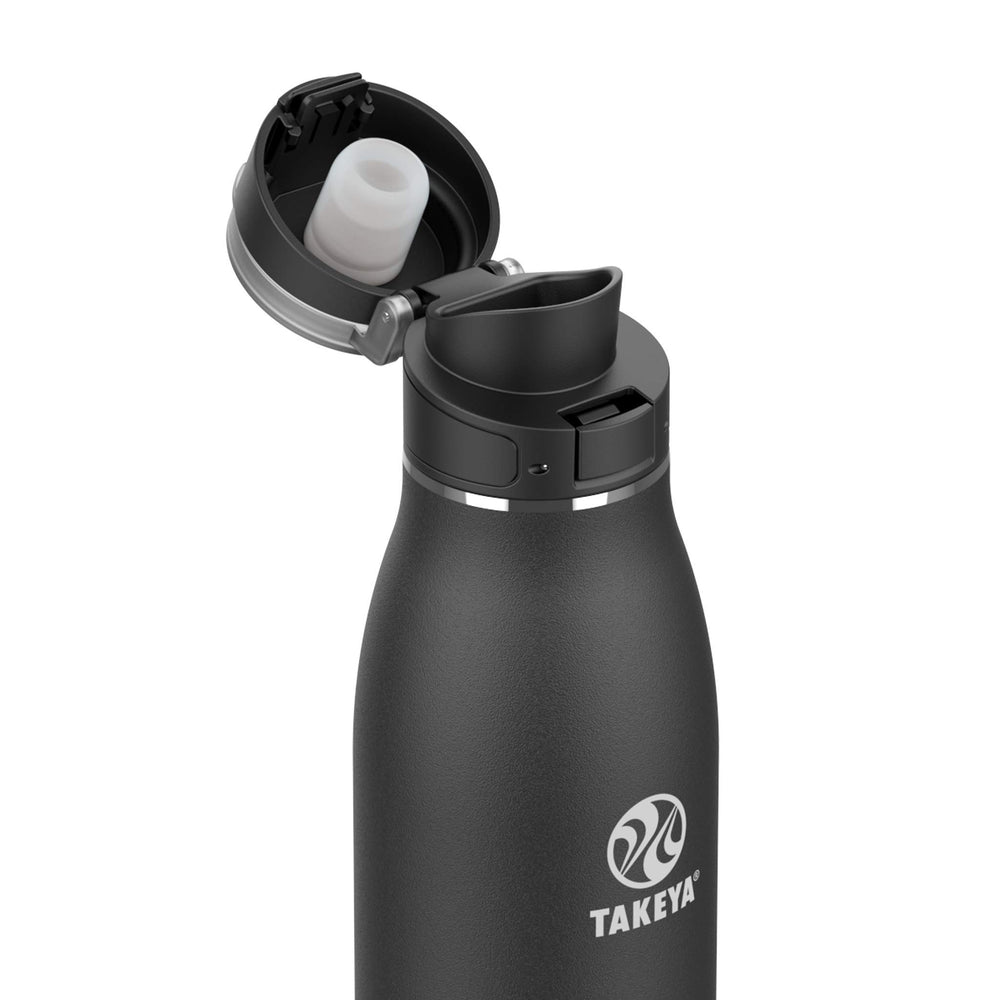 Takeya Traveler détail du bouchon flip-lock Takeya avec verrouillage étanche pratique