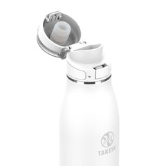 Takeya bouchon Flip-Lock ouvert et verrouillé, sécurité anti-fuite et usage à une main