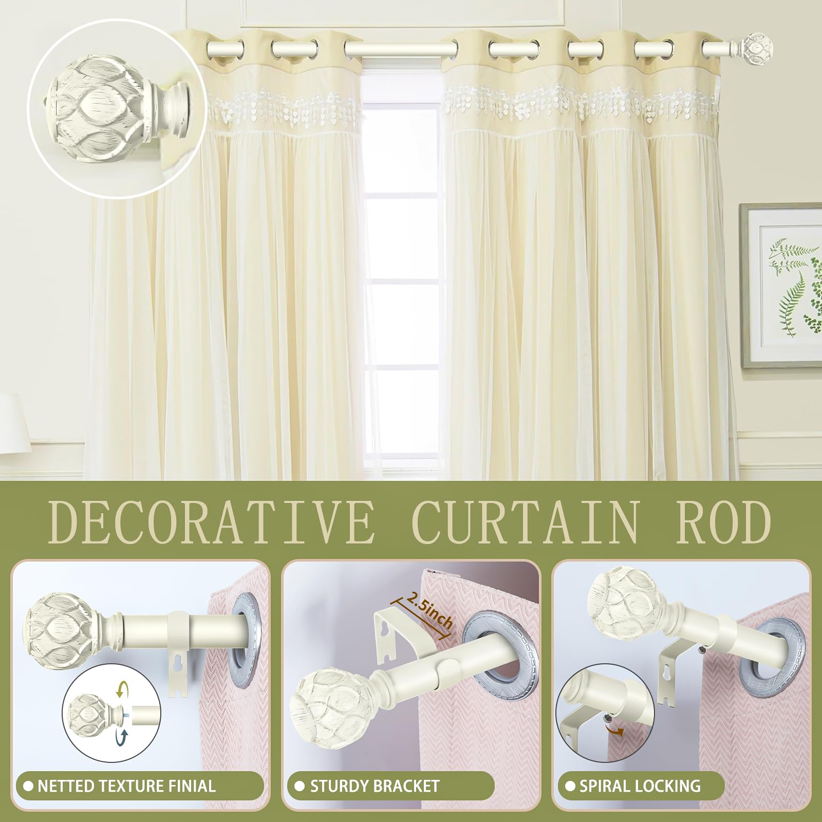 TANGWIN gros plan texture en filet, finition antique blanche résistante aux rayures