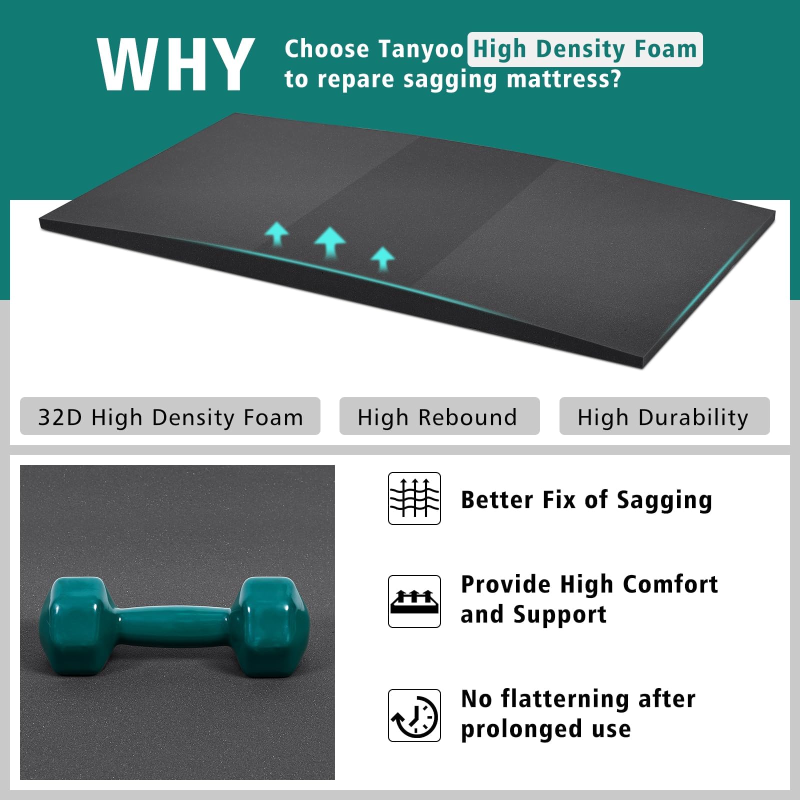 TANYOO gros plan mousse 32D montrant texture et durabilité pour soutien