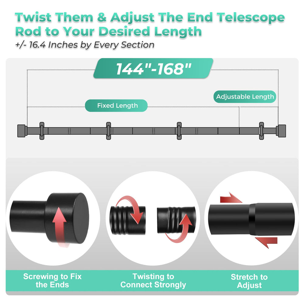 Taoberfuli tringle en usage avec rideau occultant, maintien fiable et finition noire