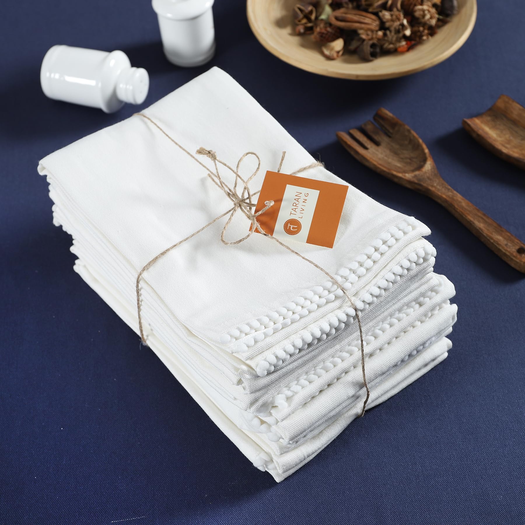 taran living ensemble de six torchons blancs absorbants pour cuisine