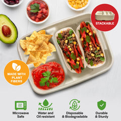 Tasty Taco assiette en usage avec tacos garnis, facilite le service rapide