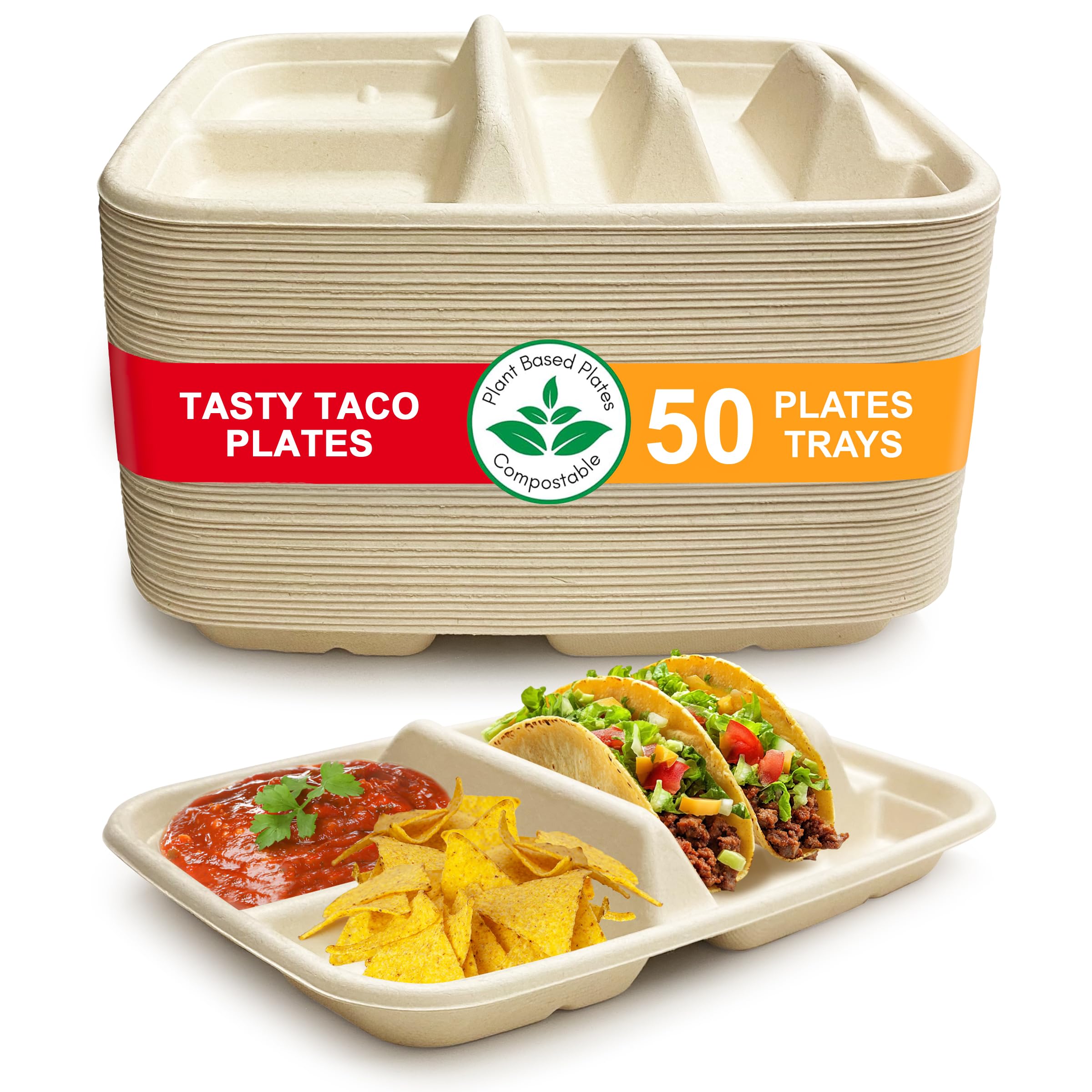 Tasty Taco assiette face avant montrant deux compartiments et rangement pratique