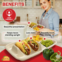 Tasty Taco gros plan sur compartiments pour tacos, réduit les mélanges