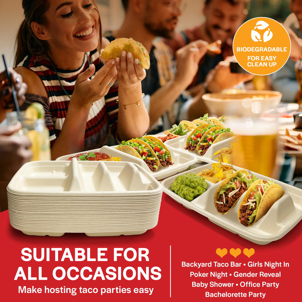 Tasty Taco mise en scène festive beige, idéal pour buffet et Taco Tuesday