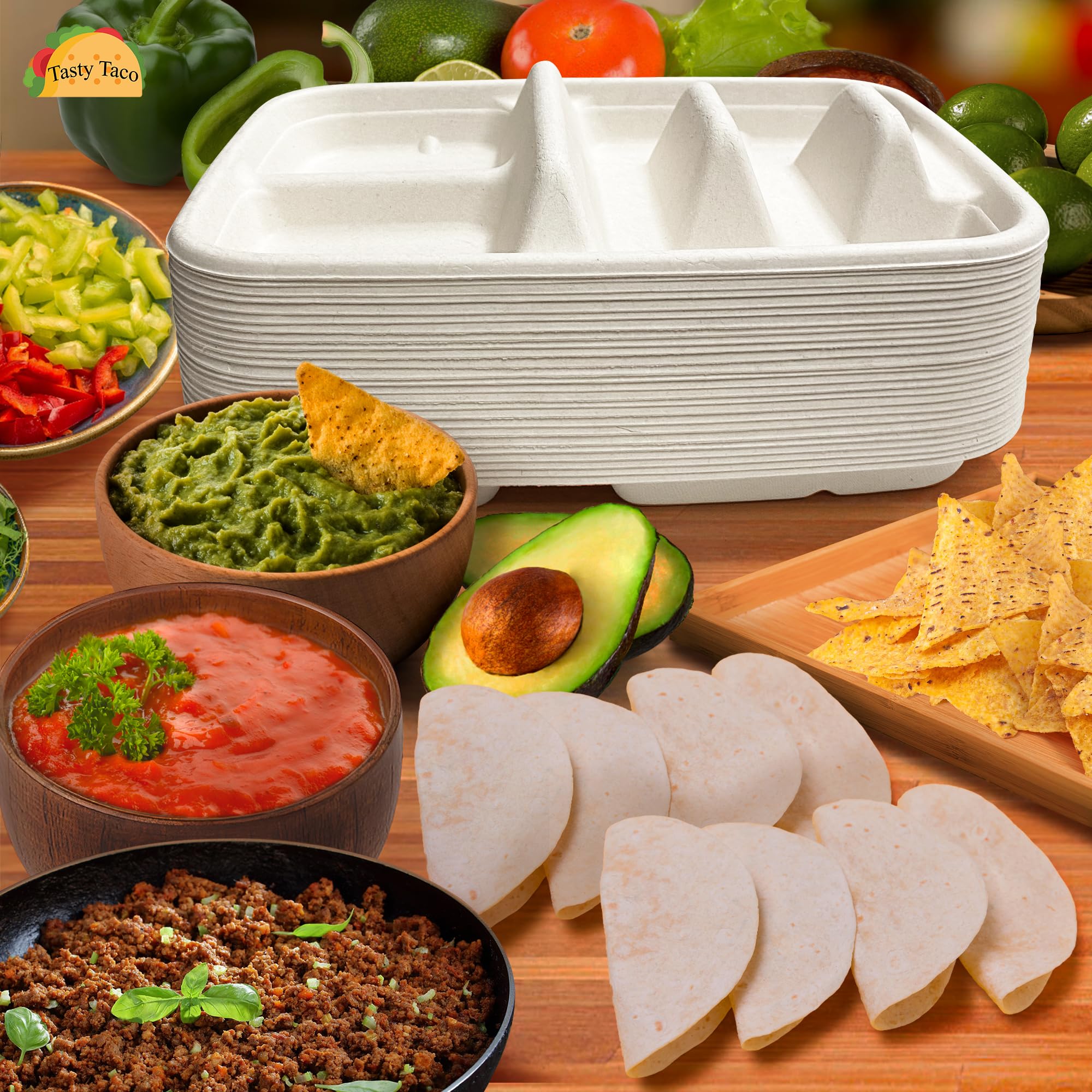 Tasty Taco gros plan sur séparateur pour empêcher mélange et débordement