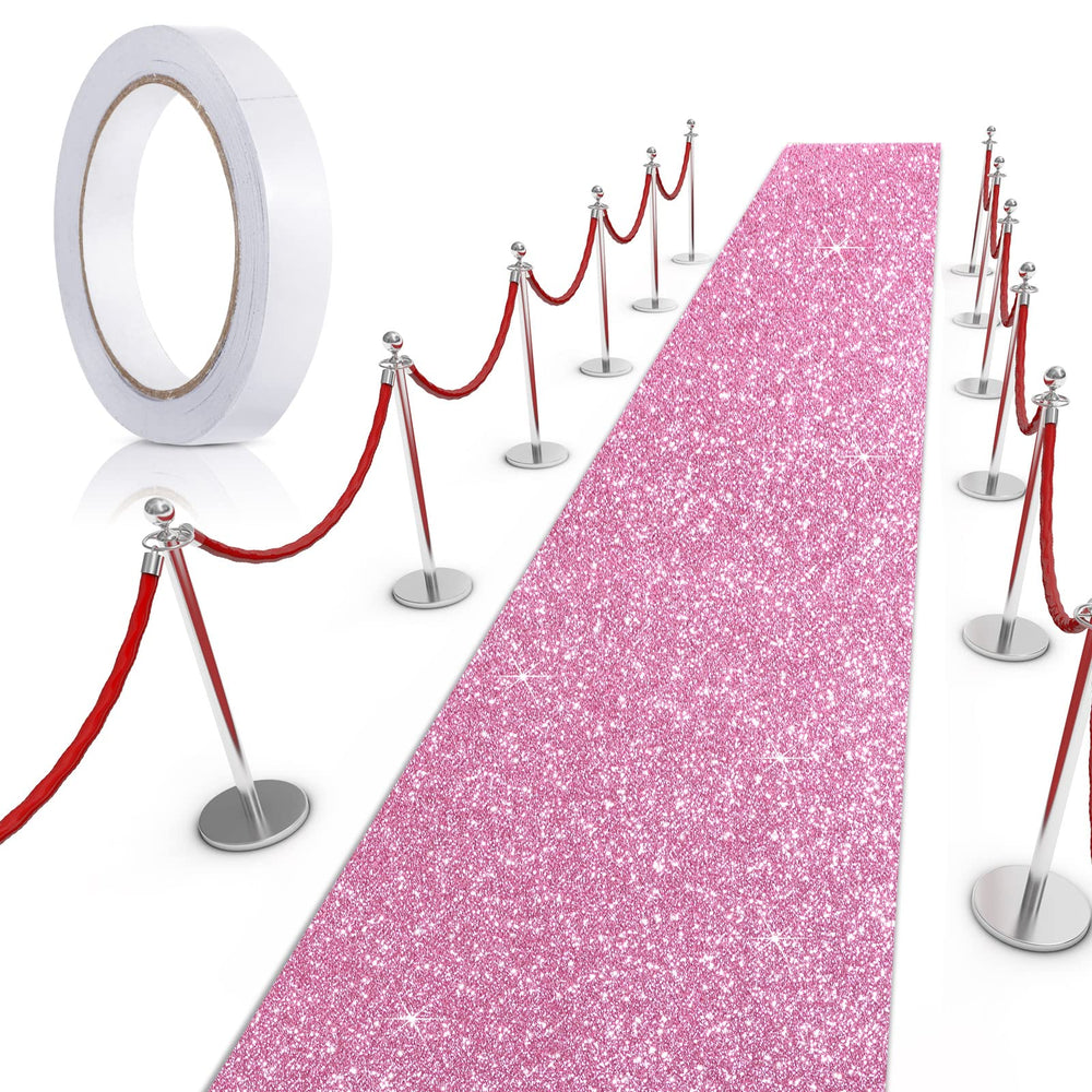 Tatuo tapis aisle rose pailleté posé en entrée pour un impact visuel festif
