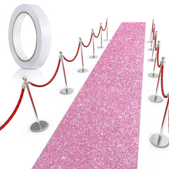 Tatuo tapis aisle rose pailleté posé en entrée pour un impact visuel festif