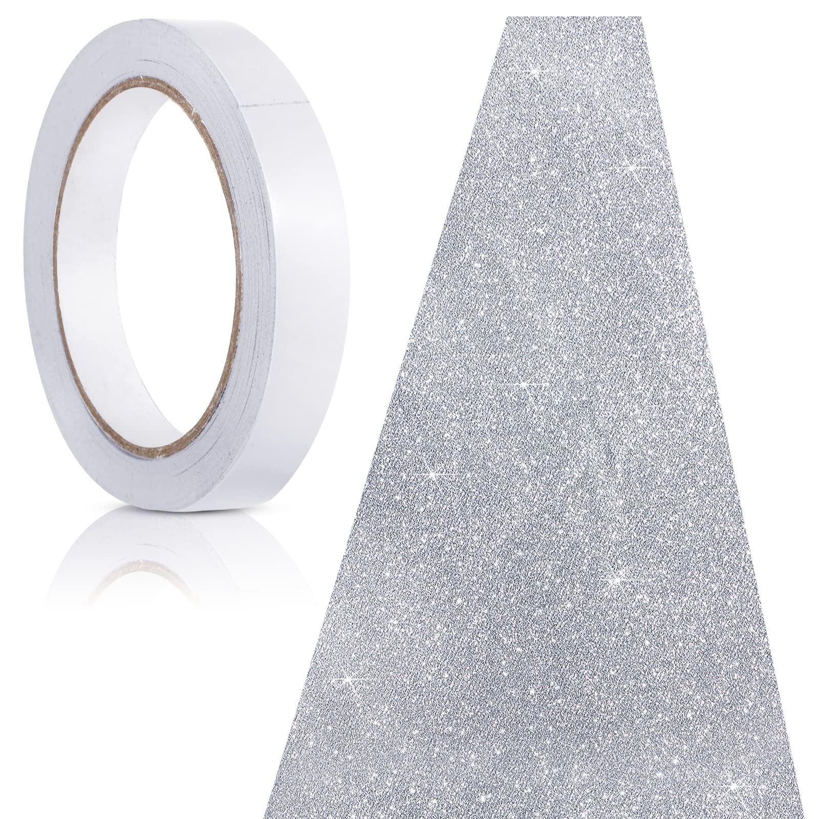 Tatuo vue avant du tapis pailleté argent prêt à poser, met en valeur l'entrée