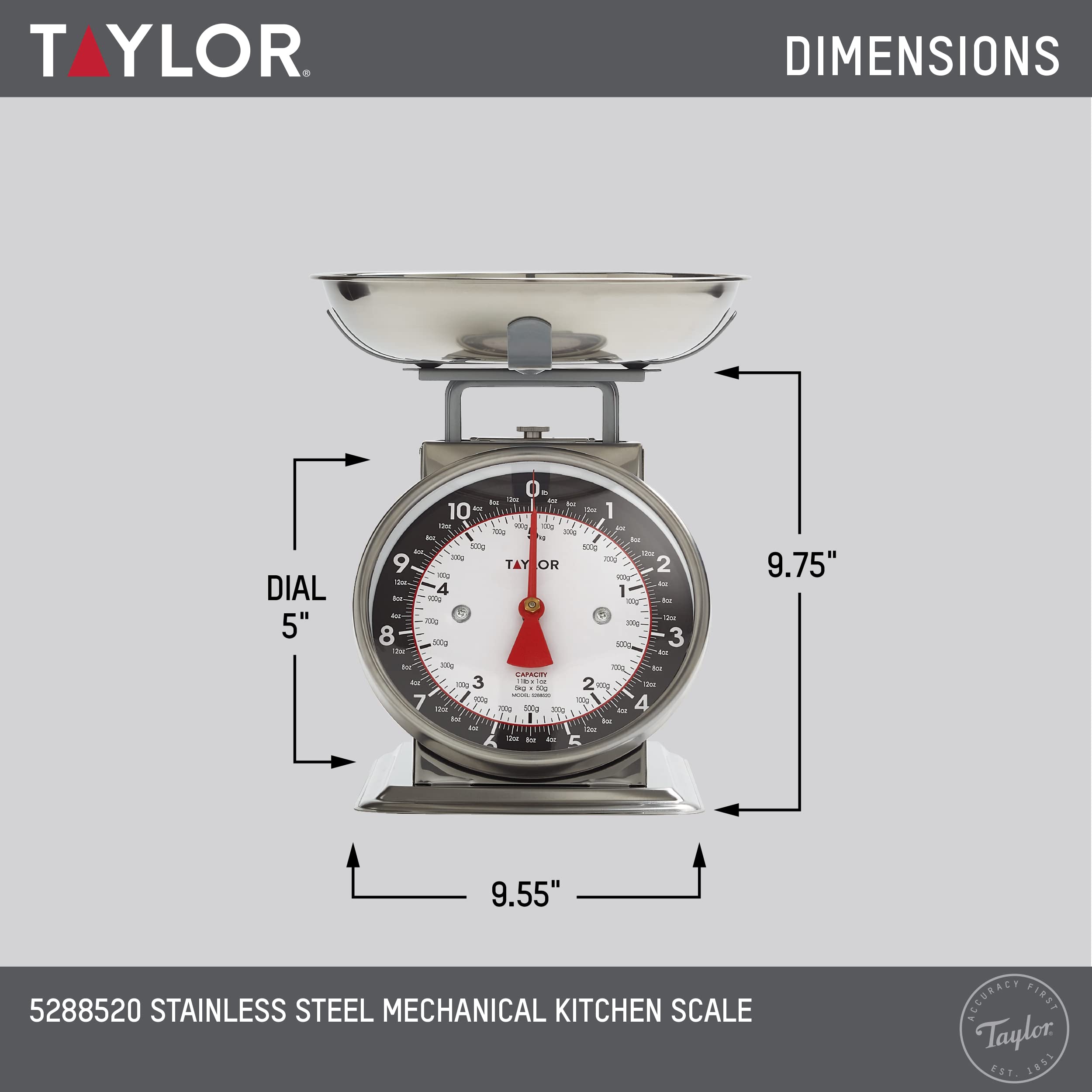 Taylor détail acier inoxydable élégant résistant et facile à nettoyer
