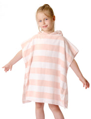 TBEZY poncho serviette face avant montrant coupe et rayures, protection immédiate