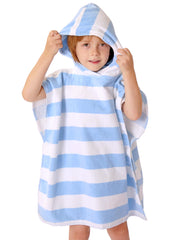 TBEZY poncho serviette face avant montrant coupe et rayures pour confort immédiat