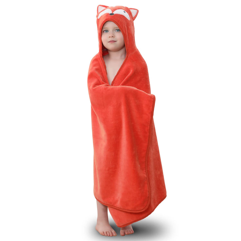 TBEZY serviette capuche renard face avant, finition douce et pratique