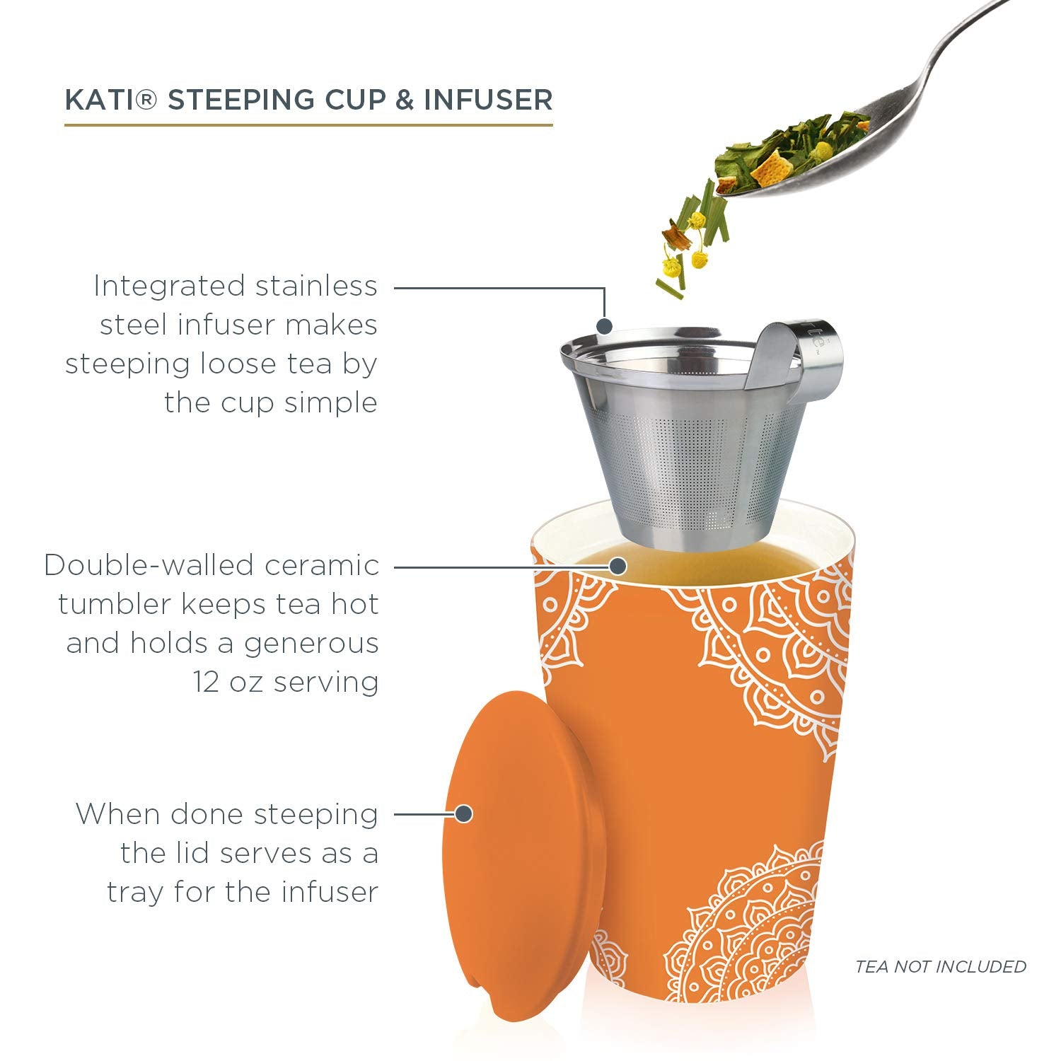 Tea Forte infuseur extra-fin en acier inoxydable retenant les feuilles pour infusion propre