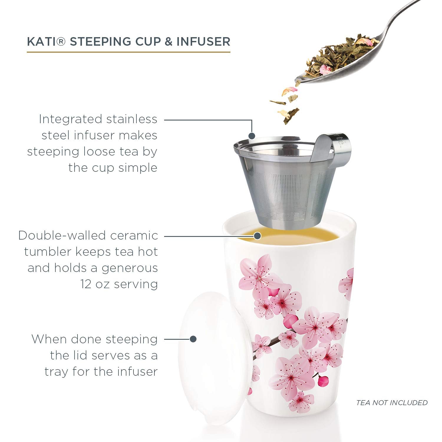 Tea Forte Kati Hanami profil gros plan sur céramique et finition raffinée