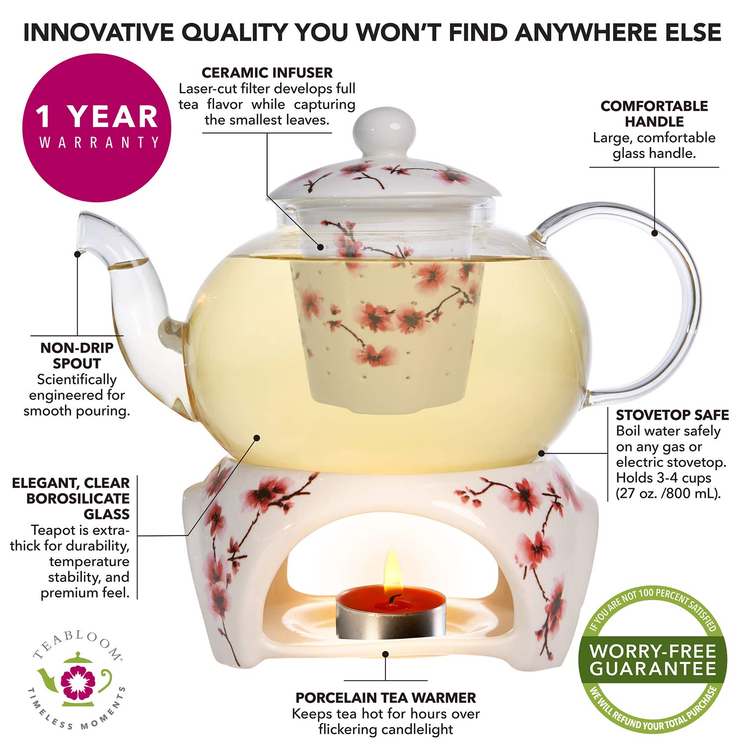 Teabloom gros plan infuseur en porcelaine pour diffusion régulière